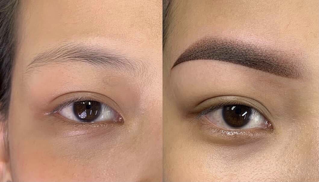 Trước và sau phun mày ombre